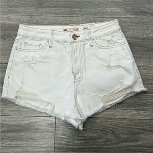 SO Women's Light Denim Distressed Shorts